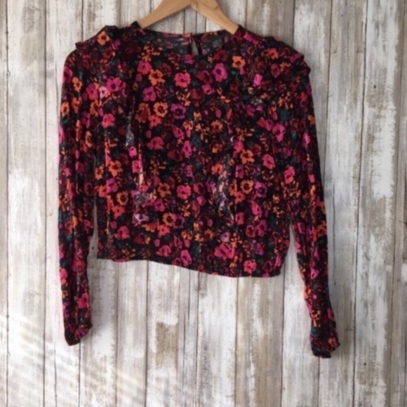 Wild Fable Neon Floral Long Sleeve Blouse - Picture 2 of 6